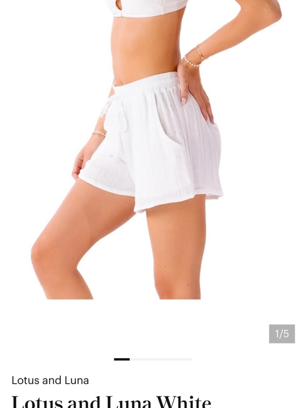 Women's White Cotton Drawstring Shorts